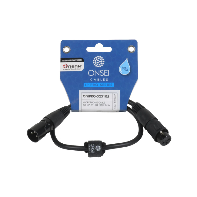 Onsei ONIPRO-323105 Καλώδιο μικροφωνικό 3-pin XLR Αρσενικό σε 3-pin XLR Θηλυκό 0,5m με REAN connectors και προστασία IP65