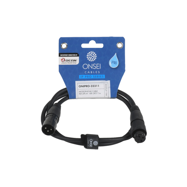 Onsei ONIPRO-32311 Καλώδιο μικροφωνικό 3-pin XLR Αρσενικό σε 3-pin XLR Θηλυκό 1m με REAN connectors και προστασία IP65
