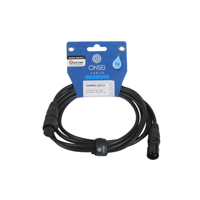 Onsei ONIPRO-32313 Καλώδιο μικροφωνικό 3-pin XLR Αρσενικό σε 3-pin XLR Θηλυκό 3m με REAN connectors και προστασία IP65
