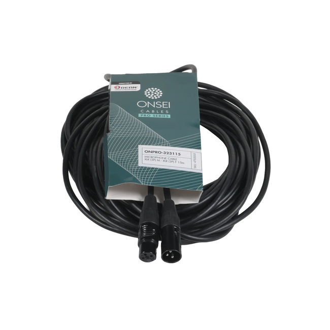 Onsei ONPRO-323115 Καλώδιο μικροφωνικό 3-pin XLR Αρσενικό σε 3-pin XLR Θηλυκό 15m με REAN connectors