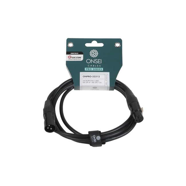 Onsei ONPRO-32312 Καλώδιο μικροφωνικό 3-pin XLR Αρσενικό σε 3-pin XLR Θηλυκό 2m με REAN connectors