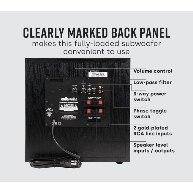 Polk Audio PSW 10e Black - 3 Χρόνια Εγγύηση Αντιπροσωπείας-