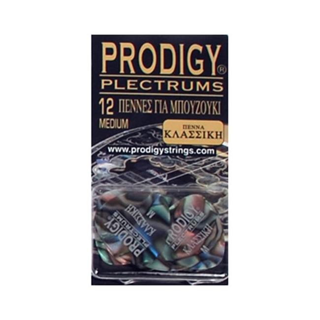 PRODIGY Πέννες Μπουζουκιού - Τζουρά - Μπαγλαμα Kλασική Medium Abalone (Σετ 12τμχ)