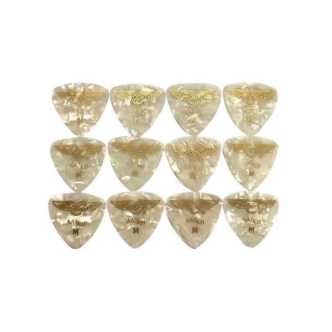 PRODIGY Πέννες Μπουζουκιού - Τζουρά - Μπαγλαμα Λαϊκή Medium WP Pearl   (Σετ 12τμχ)