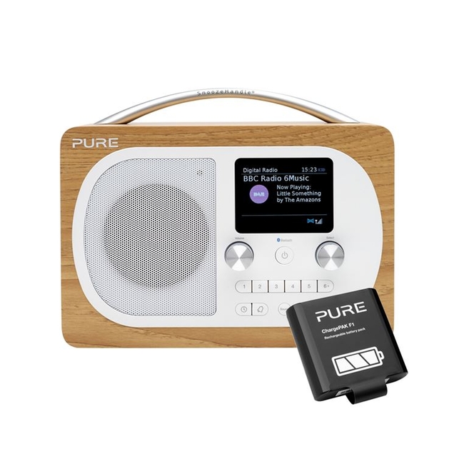 PURE EVOKE H4 OAK Ψηφιακό Pαδιόφωνο Bluetooth BUNDLE με Eπαναφορτιζόμενη Mπαταρία