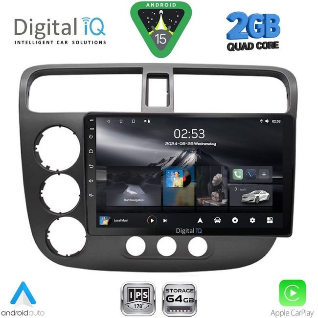 DIGITAL IQ RSD 1187_CPA (9inc) MULTIMEDIA TABLET for HONDA CIVIC 4D mod. 2001-2006