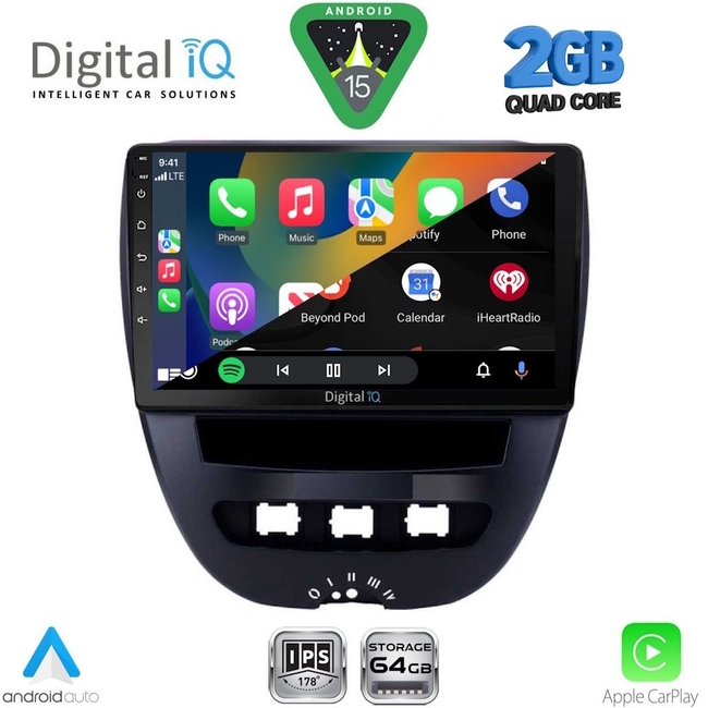 DIGITAL IQ RSD 1707_CPA (10inc) MULTIMEDIA TABLET for CITROEN C1-PEUGEOT 107-TOYOTA AYGO mod. 2005-2014