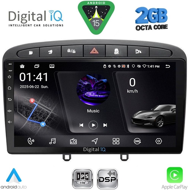 DIGITAL IQ RSF 4513BL_CPA (9inc) MULTIMEDIA TABLET for PEUGEOT 308 mod.2007-2012 - RCZ mod.2009-2015 (BLACK)
