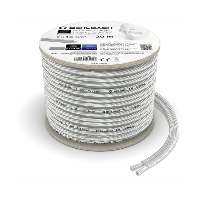 Oehlbach Silverline SP-15 Επαργυρωμένο  Καλώδιο Ηχείων 2 x 1.5 mm² 20m (Τεμάχιο)