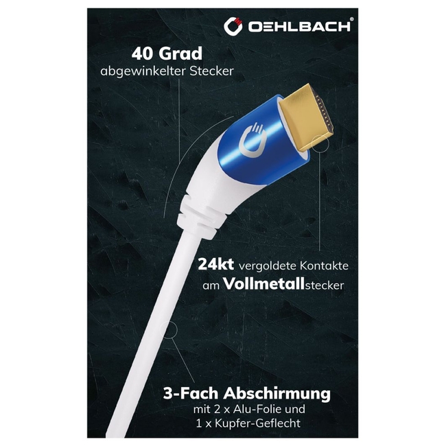 Oehlbach Shape Magic UHD 40 Ultra High-Speed HDMI® Καλώδιο 3 m White