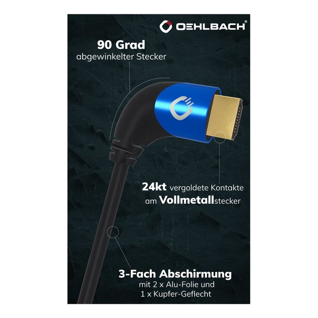 Oehlbach SHAPE MAGIC UHD 90 Καλώδιο Ultra High-Speed HDMI 2.1 3m Black (Τεμάχιο)