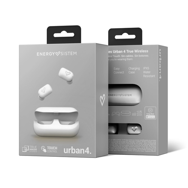 Energy Sistem Urban 4 Snow TrueWireless Bluetooth Ακουστικά, Touch White - 3 Χρόνια Εγγύηση Αντιπροσωπείας- 001855-