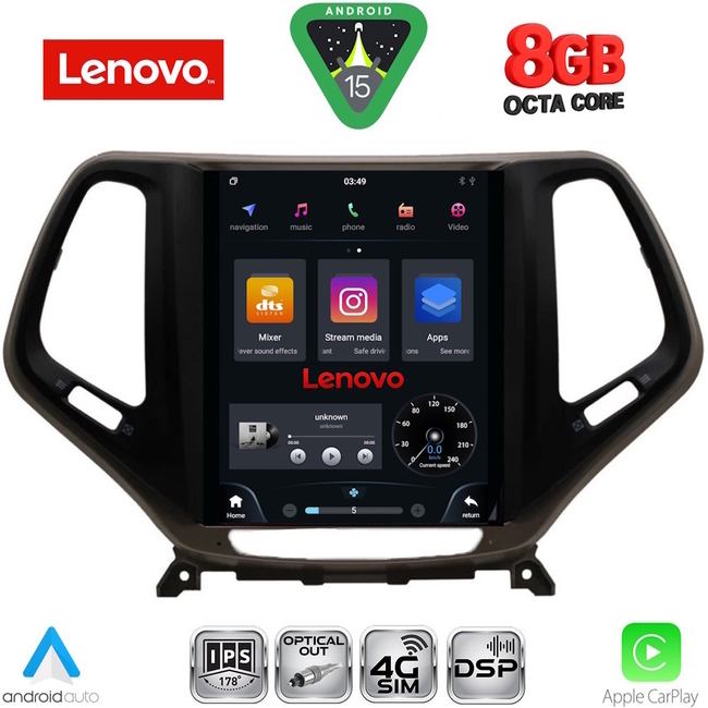 LENOVO SSW 10984_CPA TESLA STYLE for JEEP CHEROKEE mod. 2014-2024