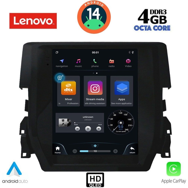 LENOVO SSX 9975_CPA TESLA STYLE for HONDA CIVIC mod. 2016-2021