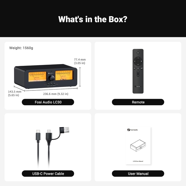 Fosi Audio LC30 VU Meter Amplifier Speaker Selector