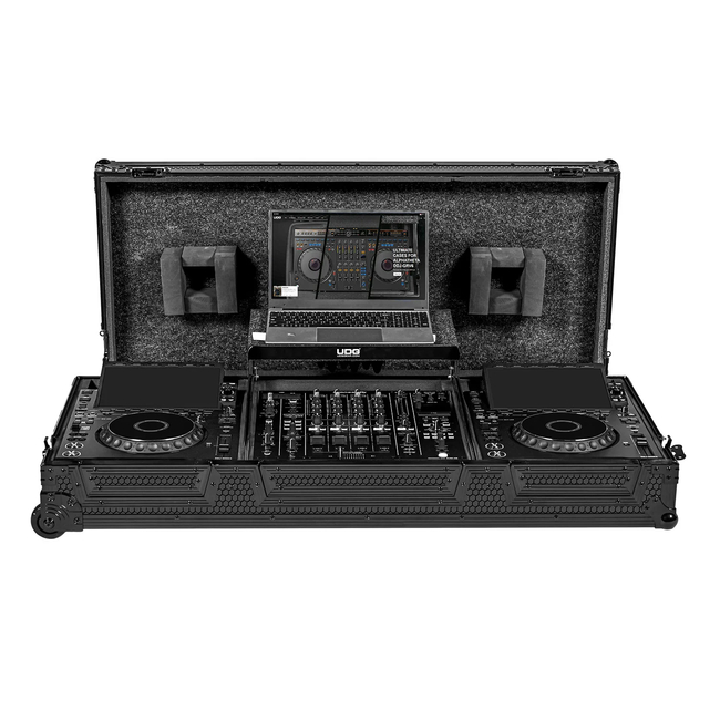 U91111BL Ultimate Flight Case Set AlphaTheta CDJ-3000X/DJM-A9 Black Plus (Laptop Shelf + Wheels) - (8720908562043)