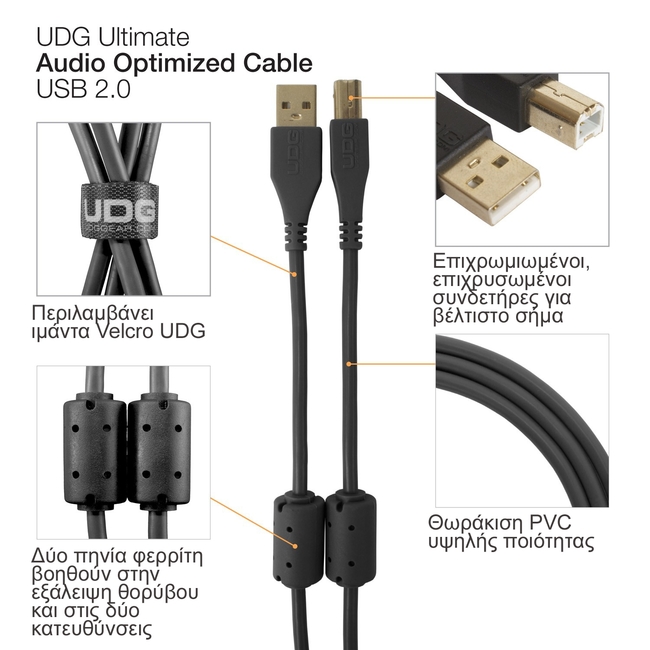 UDG U95004BL Ultimate Audio Cable USB 2.0 A-B Black Angled - 1m