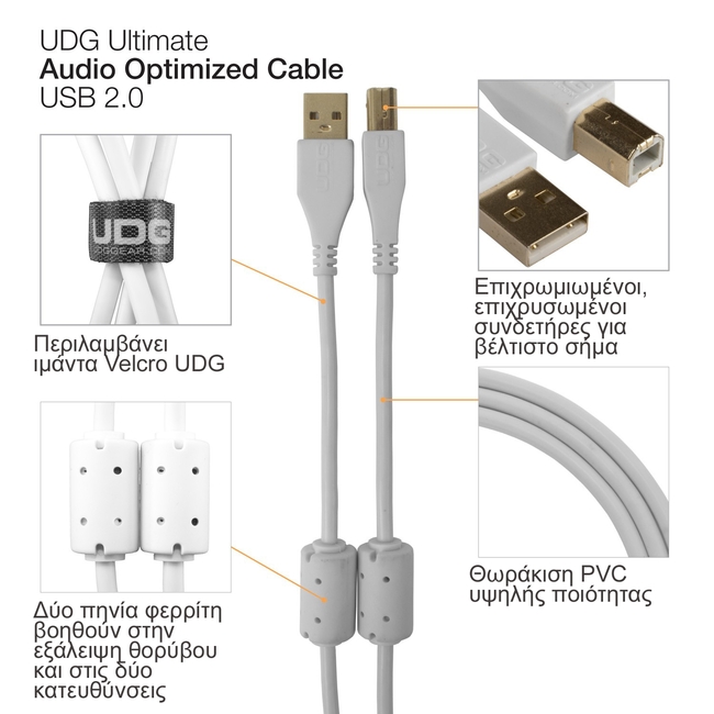UDG U95004WT Ultimate Audio Cable USB 2.0 A-B White Angled - 1m