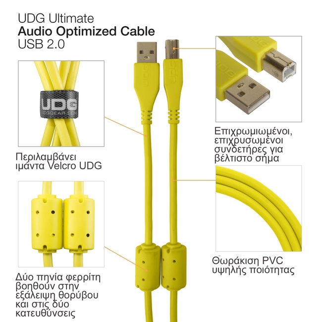 UDG U95005YL Ultimate Audio Cable USB 2.0 A-B Yellow Angled - 2m