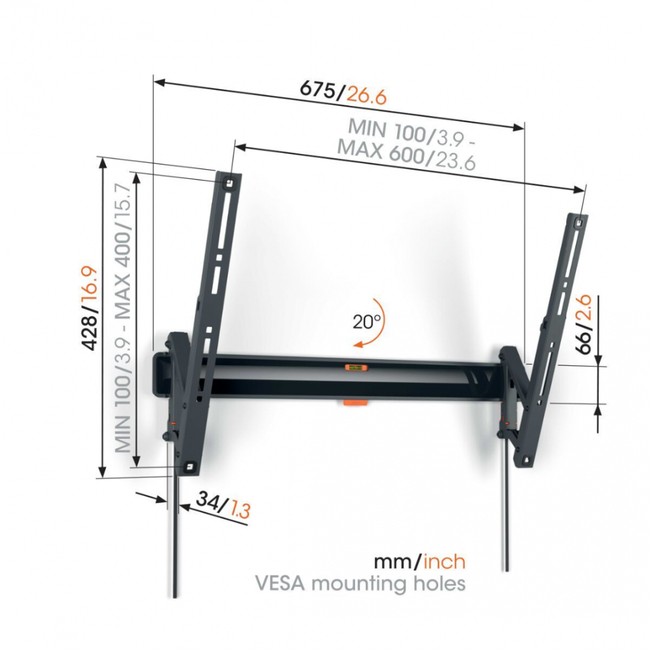 Vogel's TVM 3613 - Black - Tilt (40" - 77") 8712285350085