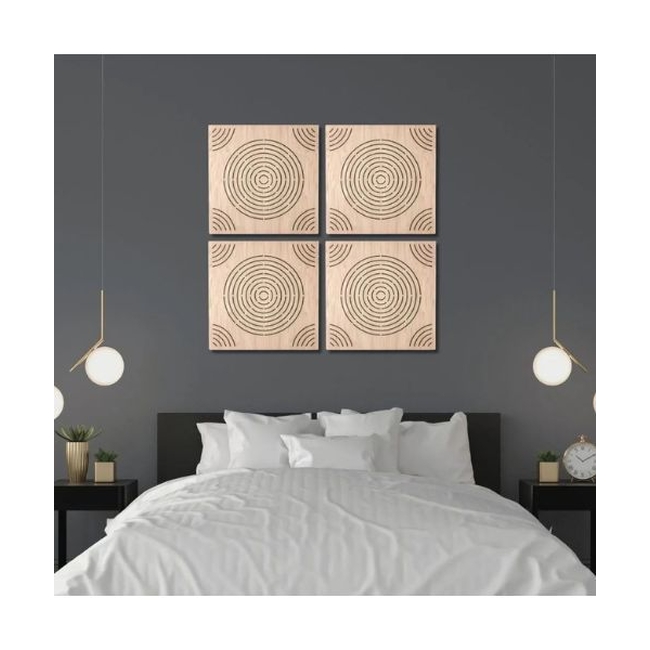Audiodesigner Circle Pattern Brown Ηχοαπορροφητικά Ξύλινα Πάνελ 50x50x5 cm / 1 τ.μ. (4 Τεμάχια)