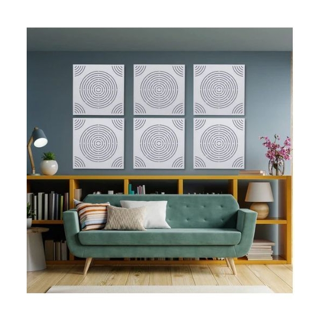 Audiodesigner Circle Pattern White Ηχοαπορροφητικό Ξύλινο πάνελ 50x50x5 cm / 0.25 τ.μ. (Τεμάχιo)