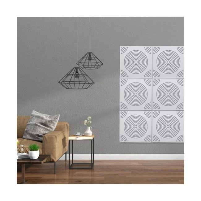 Audiodesigner Circle Pattern White Ηχοαπορροφητικό Ξύλινο πάνελ 50x50x5 cm / 0.25 τ.μ. (Τεμάχιo)