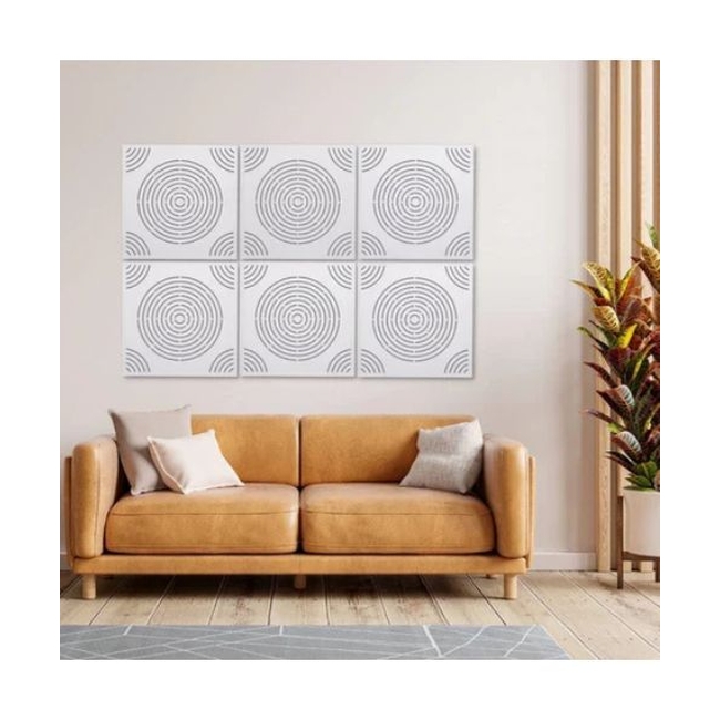 Audiodesigner Circle Pattern White Ηχοαπορροφητικό Ξύλινο πάνελ 50x50x5 cm / 0.25 τ.μ. (Τεμάχιo)